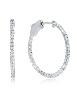14K White Gold 3/4ct Inside-Out Diamond Hoop Earrings