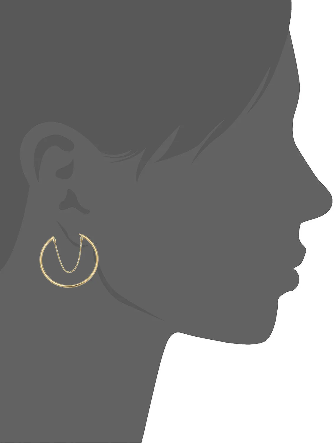 14k Yellow Gold Open Hoop Chain Earrings