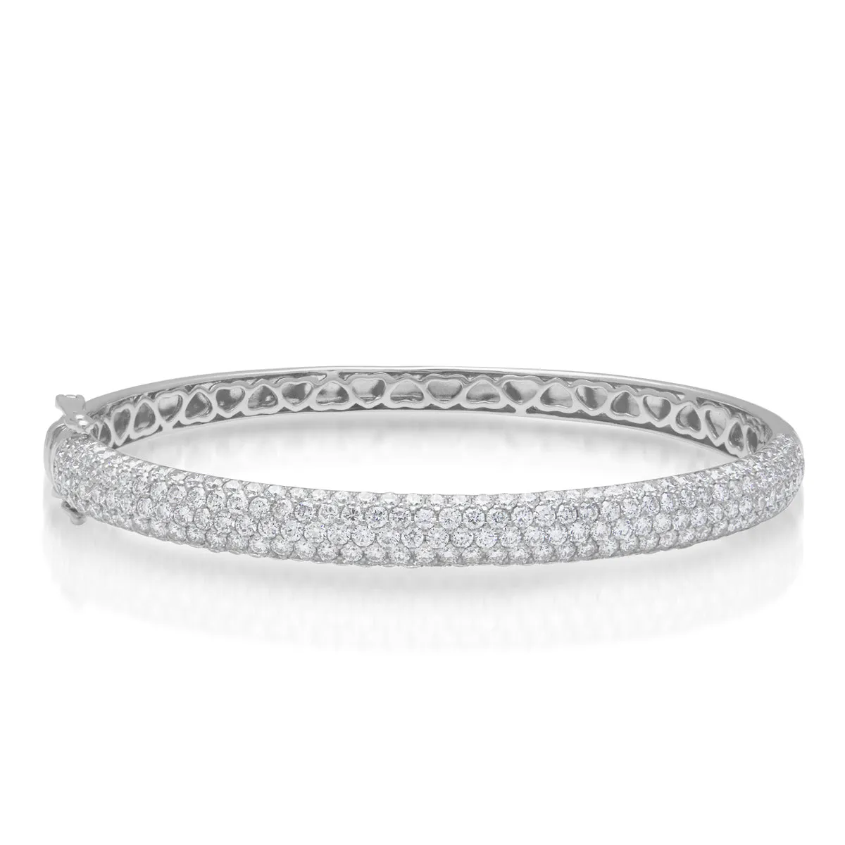 14KT White Gold Diamond Dome Bangle