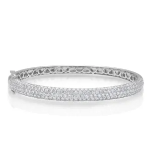 14KT White Gold Diamond Dome Bangle