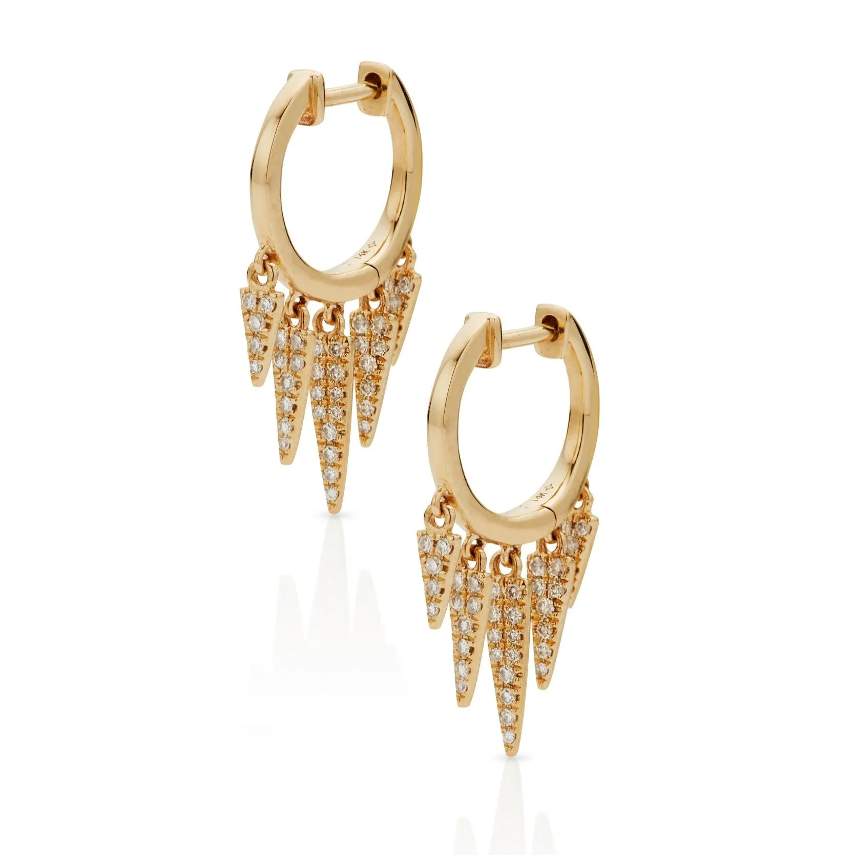 14KY Diamond Dagger Drop Earrings
