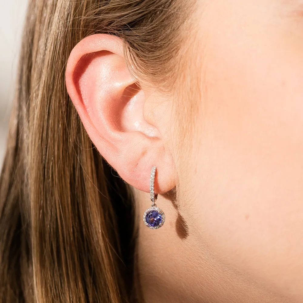 18ct White Gold 2.78ct Tanzanite & Diamond Drop Earrings