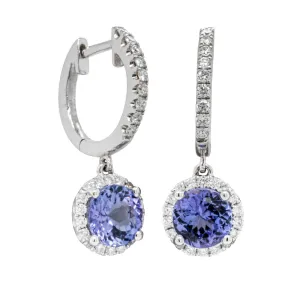 18ct White Gold 2.78ct Tanzanite & Diamond Drop Earrings