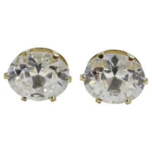 18K Gold Plated Swarovski Synthetic Round Emerald Cut Crystal Stud Earrings