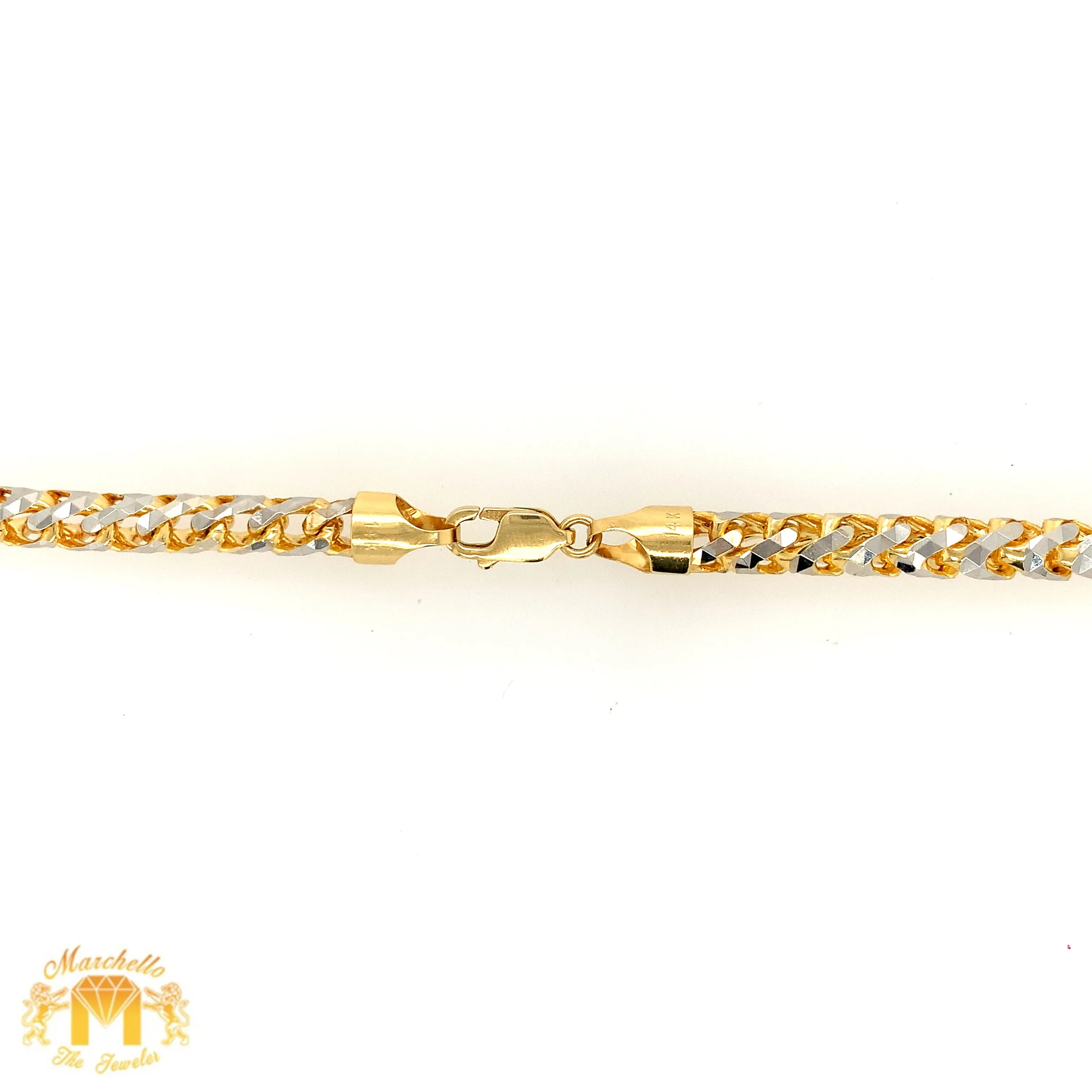 6mm 14k Two-tone Gold Solid Prism-cut Franco Chain