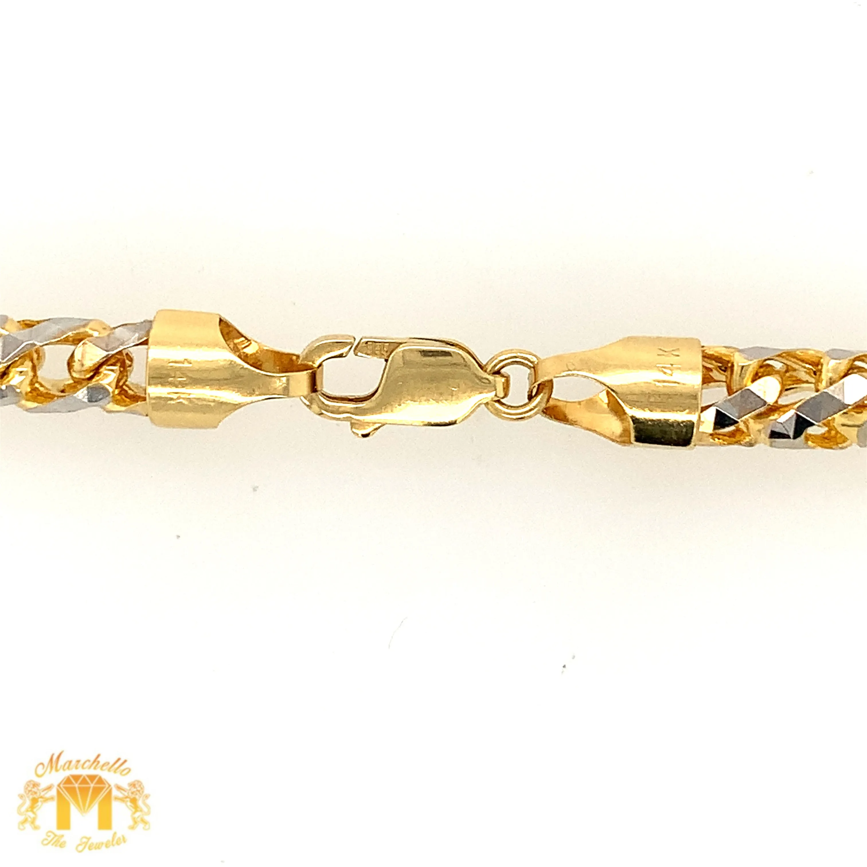 6mm 14k Two-tone Gold Solid Prism-cut Franco Chain