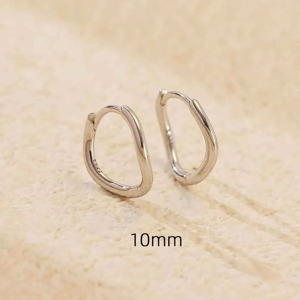 925 Sterling Silver Hoop Earrings Charm Jewelry - Simple Irregular Wavy - YH0489