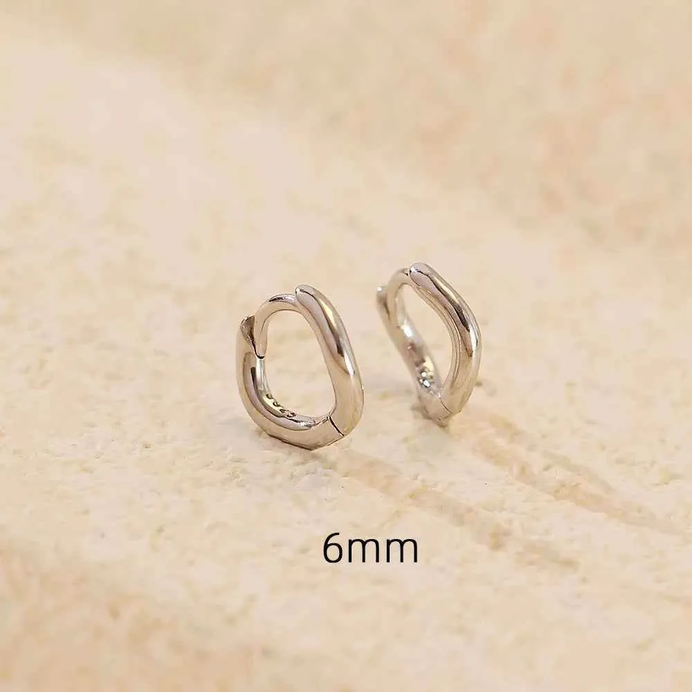 925 Sterling Silver Hoop Earrings Charm Jewelry - Simple Irregular Wavy - YH0489