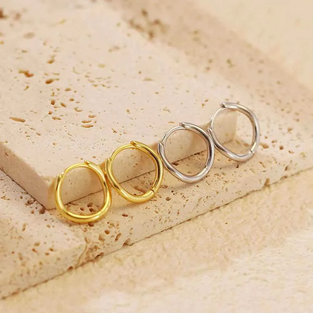 925 Sterling Silver Hoop Earrings Charm Jewelry - Simple Irregular Wavy - YH0489