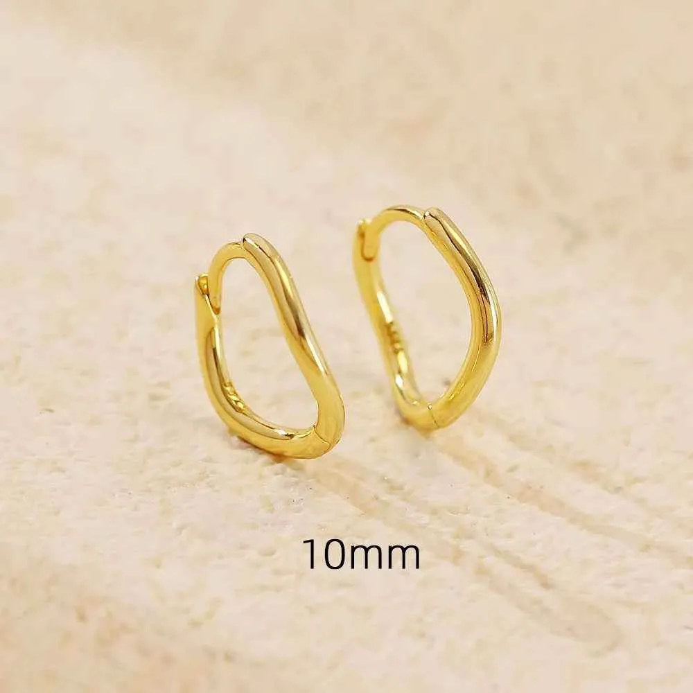 925 Sterling Silver Hoop Earrings Charm Jewelry - Simple Irregular Wavy - YH0489