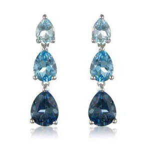 9ct White Gold Blue Topaz Drop Earrings - MM8A62WBT