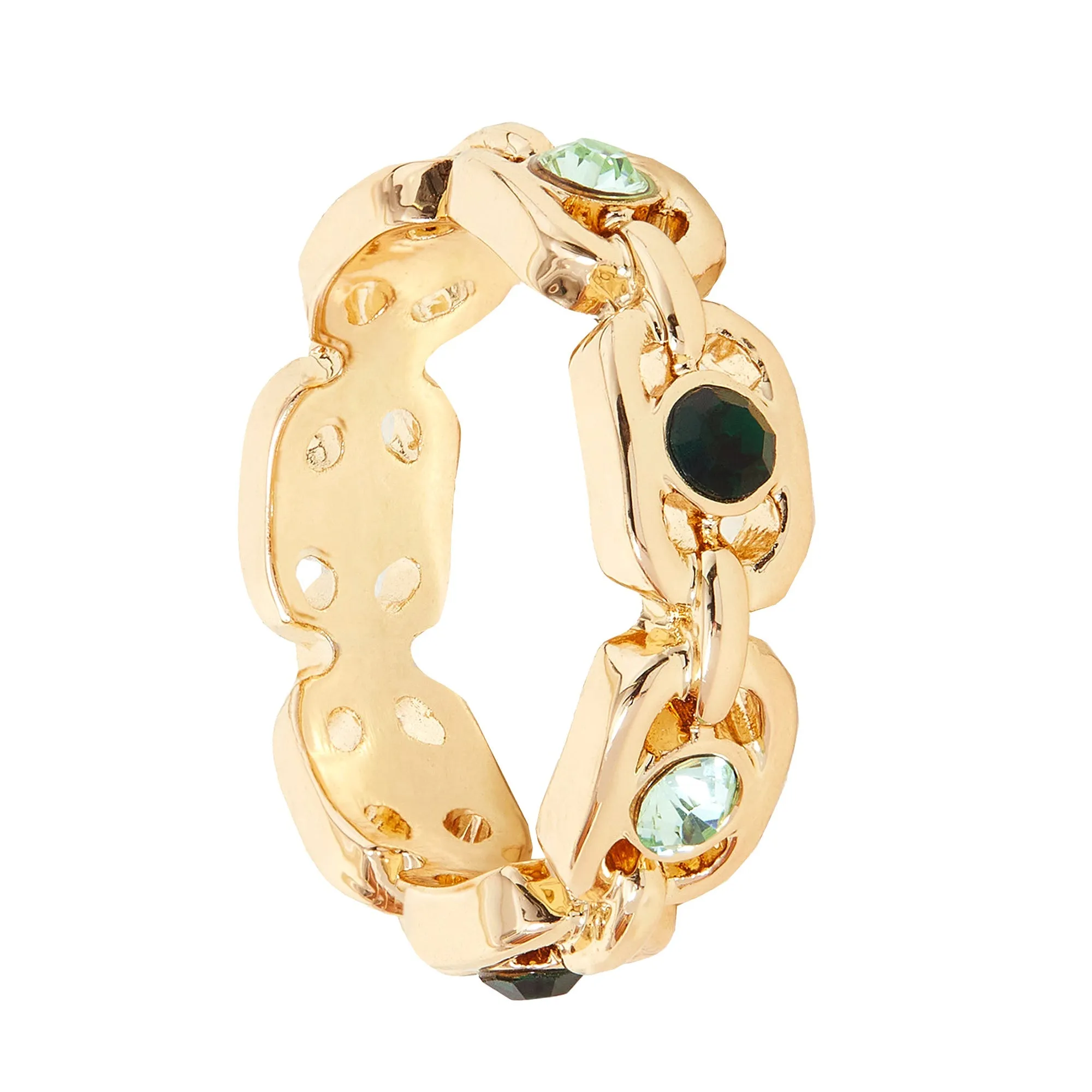 Accessorize London Women's Chain Gem Ring Green-Small