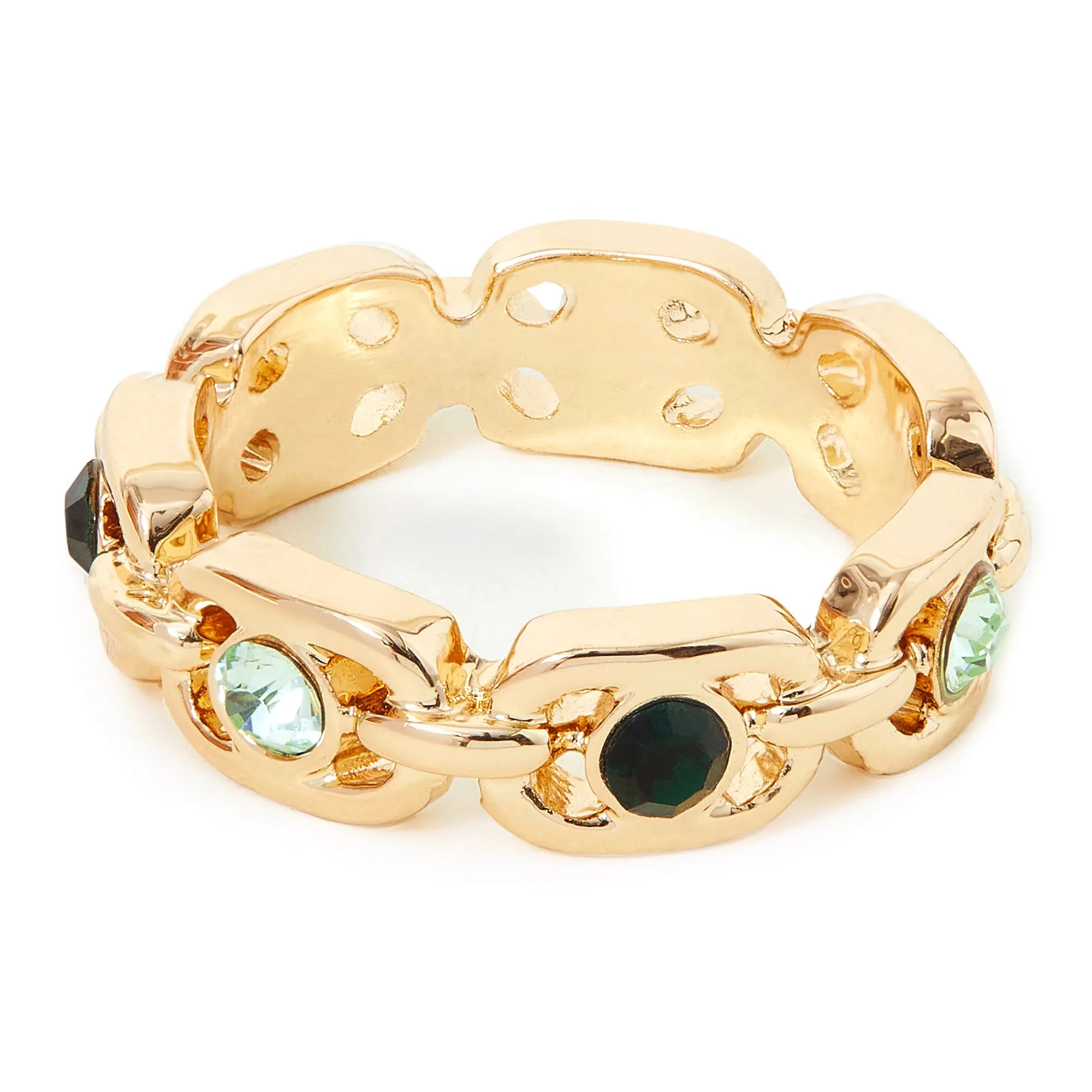 Accessorize London Women's Chain Gem Ring Green-Small