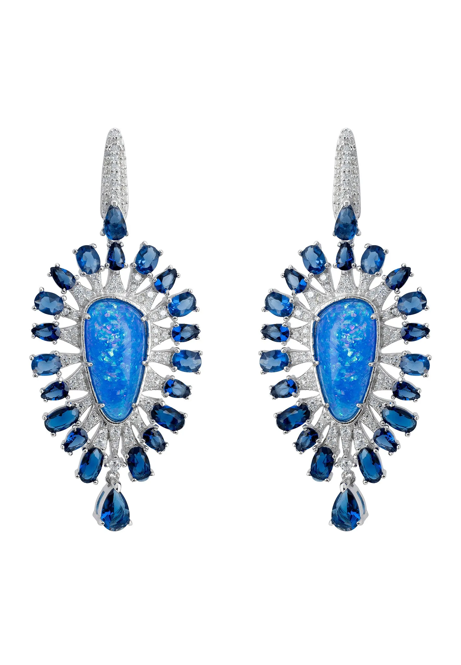 Antonella Blue Opal Drop Earrings Silver