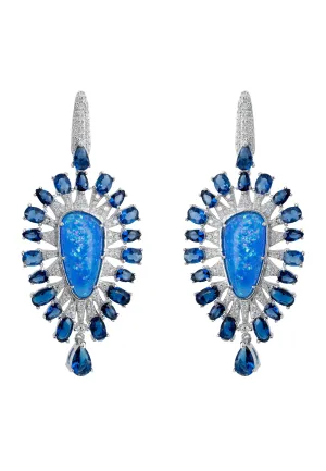 Antonella Blue Opal Drop Earrings Silver