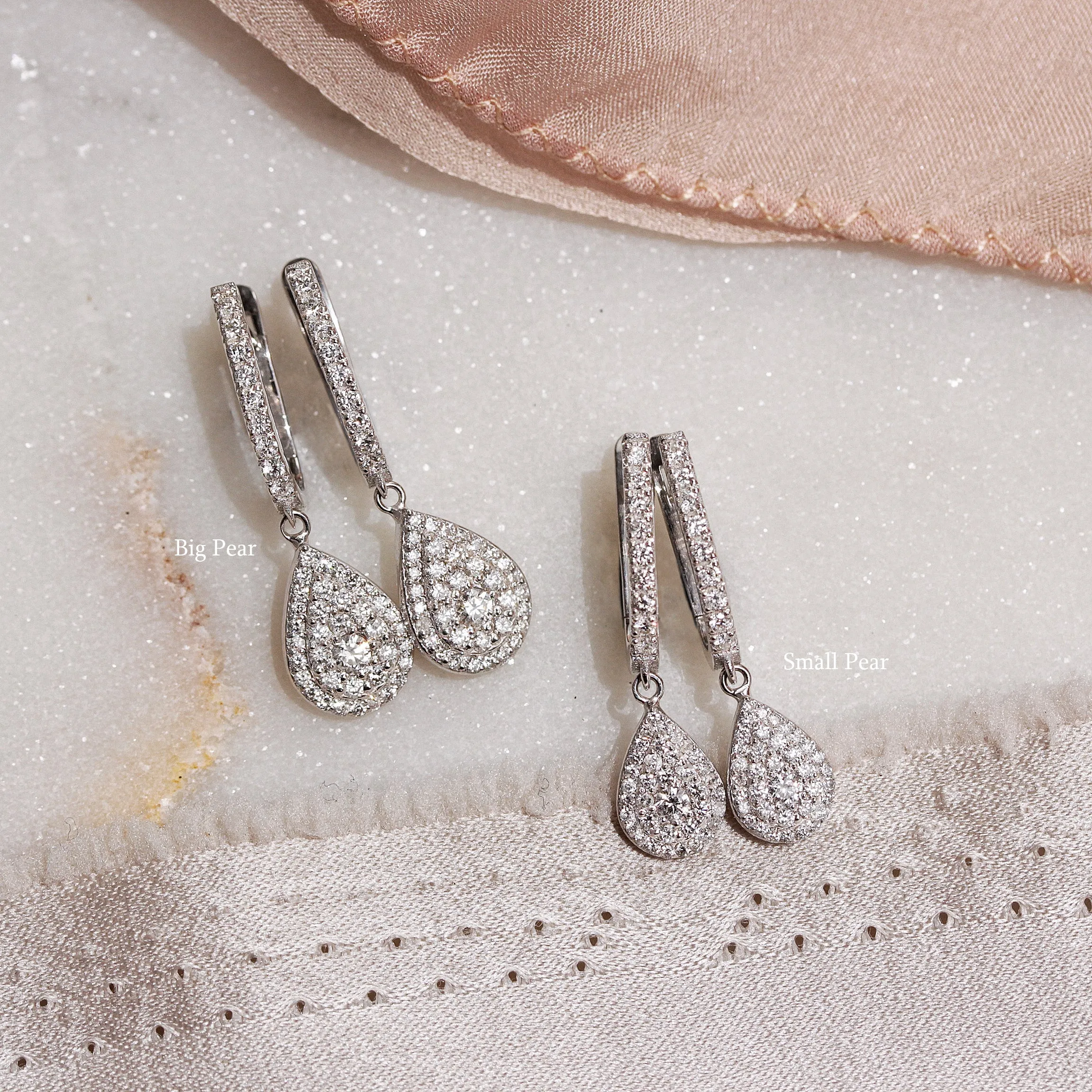 Big Pear Diamond Drops Dangle Earrings Basic