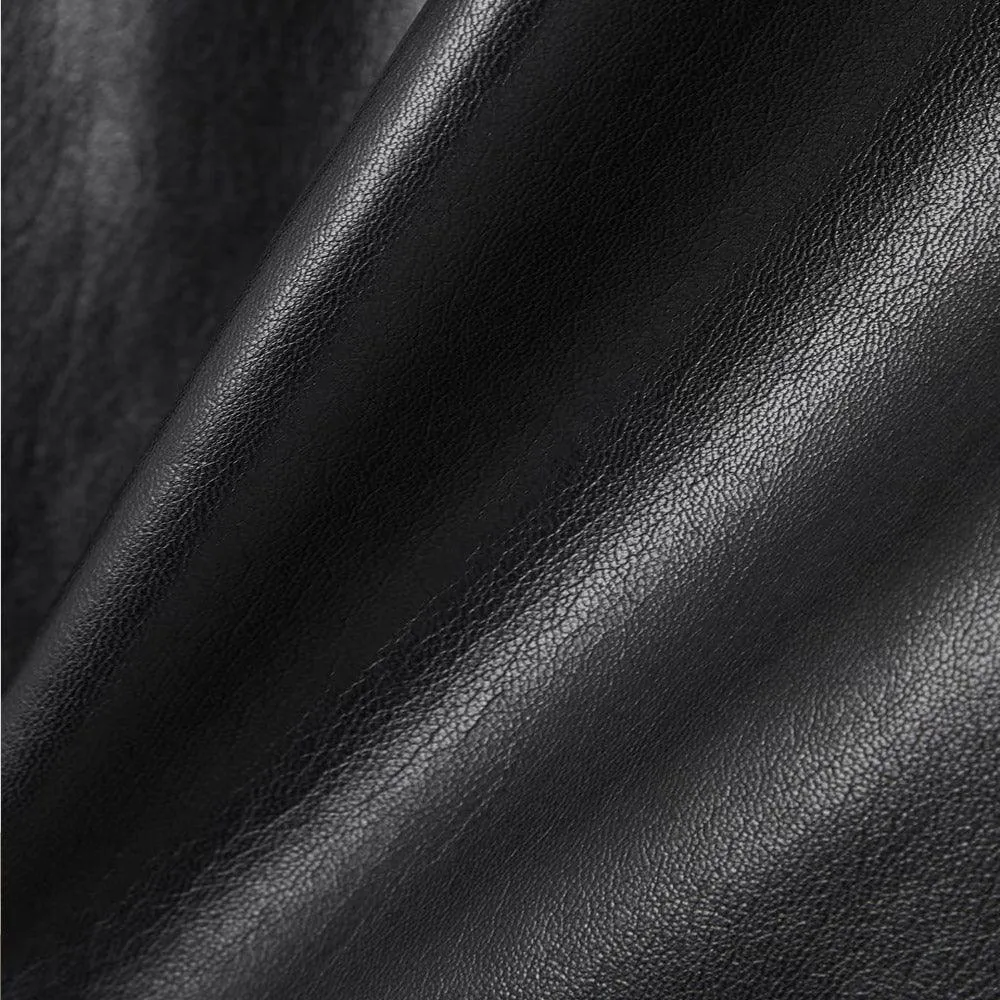 Black Supple Feel Soft Slim Leather Shirt For Women