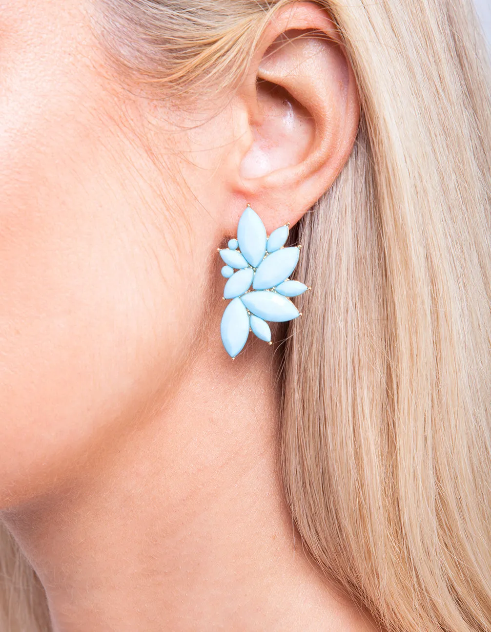 Blue Navette Stud Earring
