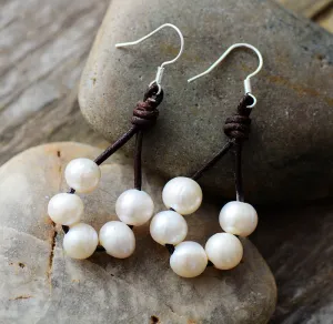 Boho Earrings, Dangle Earrings, White Bohemian Peal