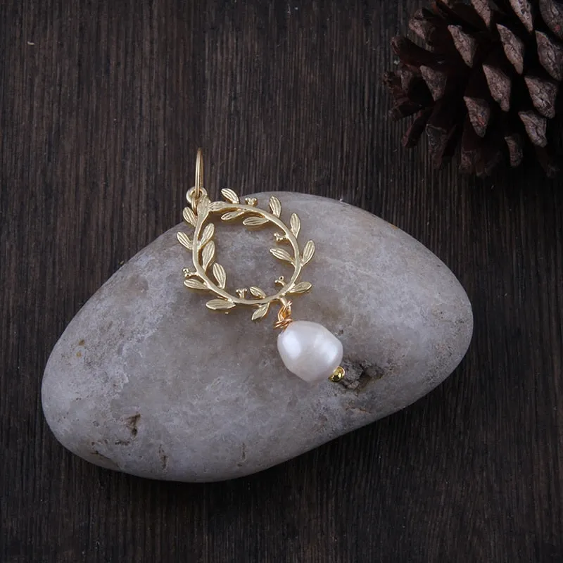 Boho Earrings, RH Dangle Earrings, White Peal Olive