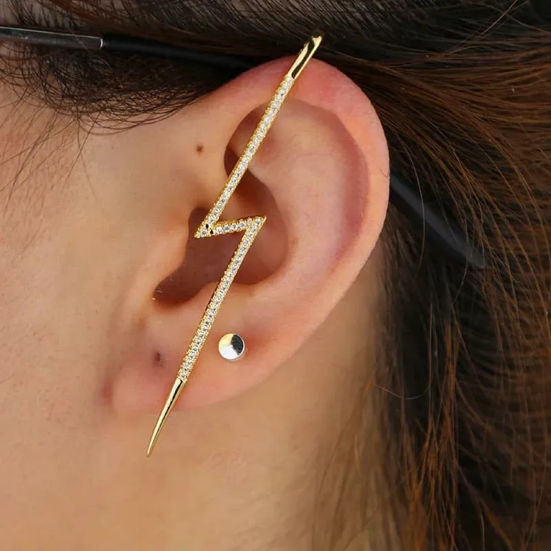 Bolt-ly Bling Ear Climber Earrings - Gold or Silver