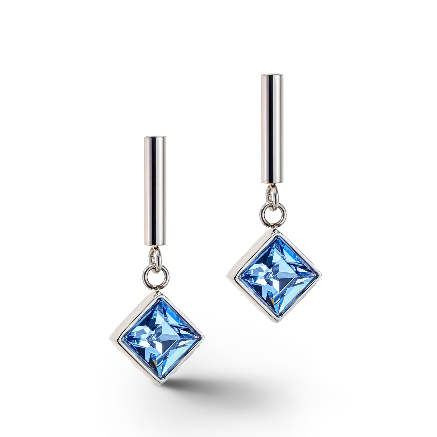 Brilliant Square earrings silver light blue