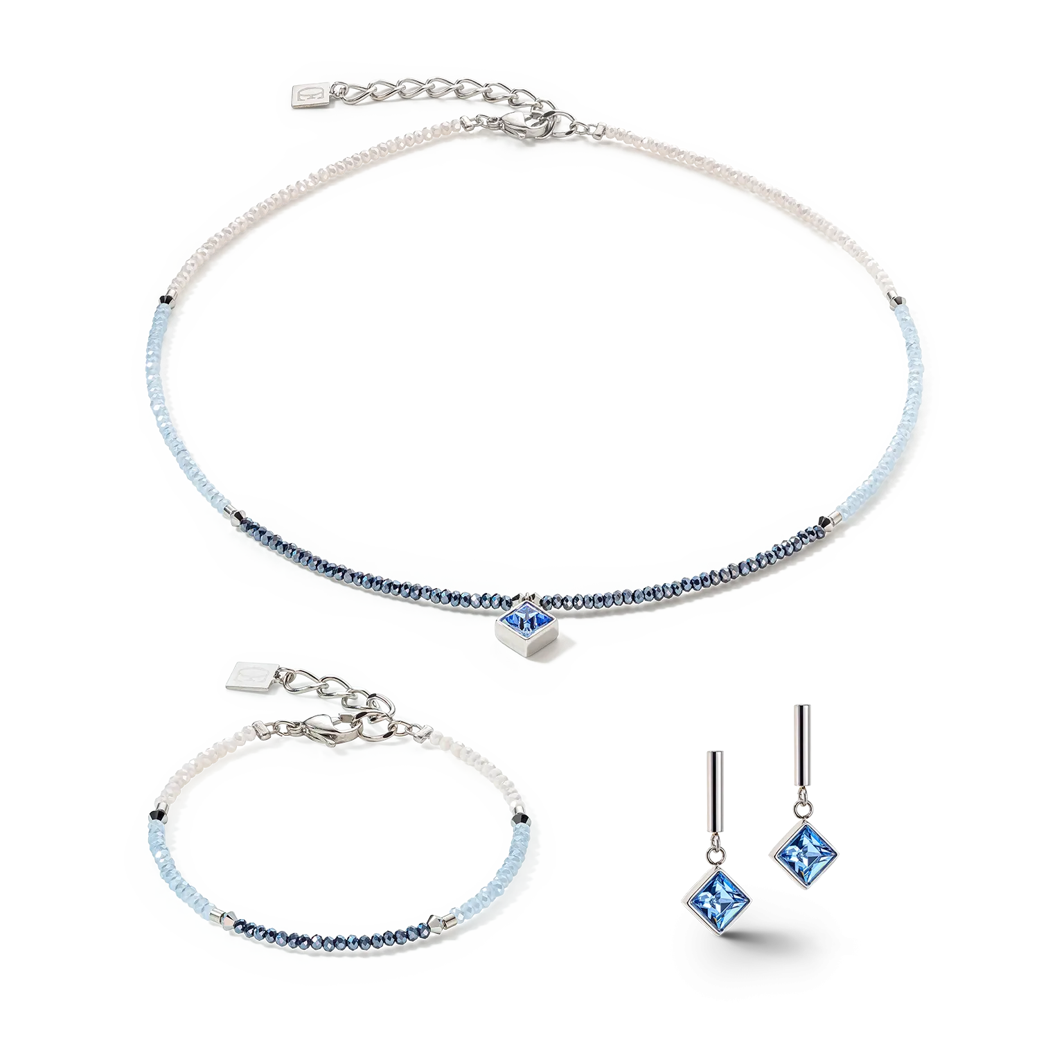 Brilliant Square earrings silver light blue