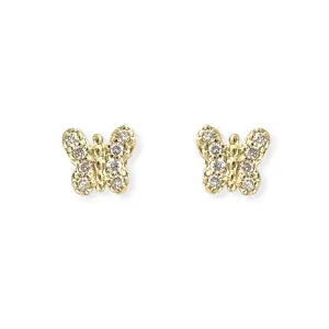 Butterfly Shape Gold and Diamond Earrings