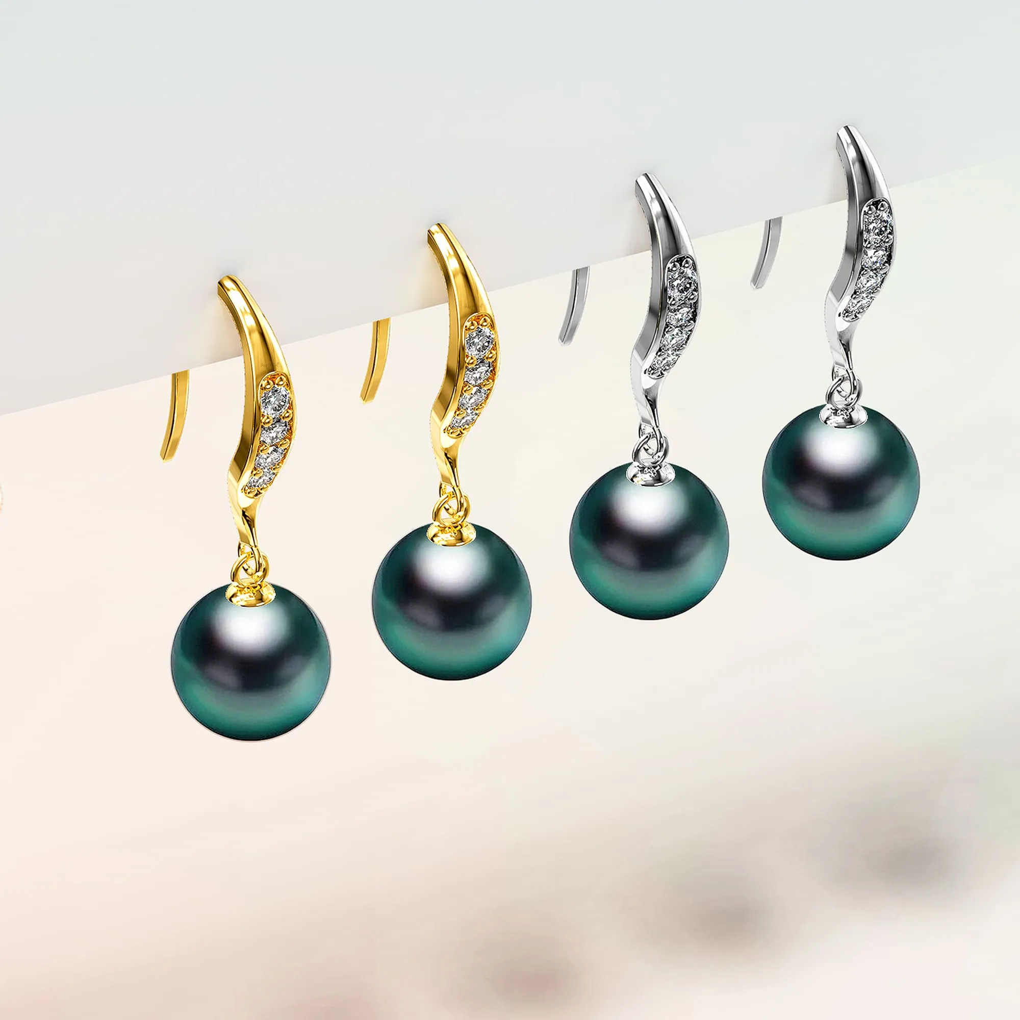 Chivalry Pearl Drop Earrings Embellished with SWAROVSKI crystals Iridescent Tahitian Look Pearls
