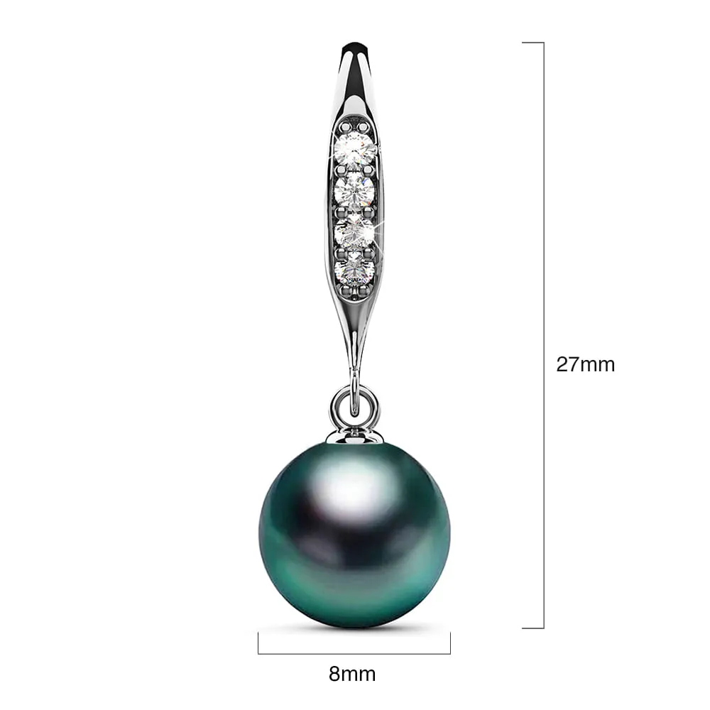 Chivalry Pearl Drop Earrings Embellished with SWAROVSKI crystals Iridescent Tahitian Look Pearls