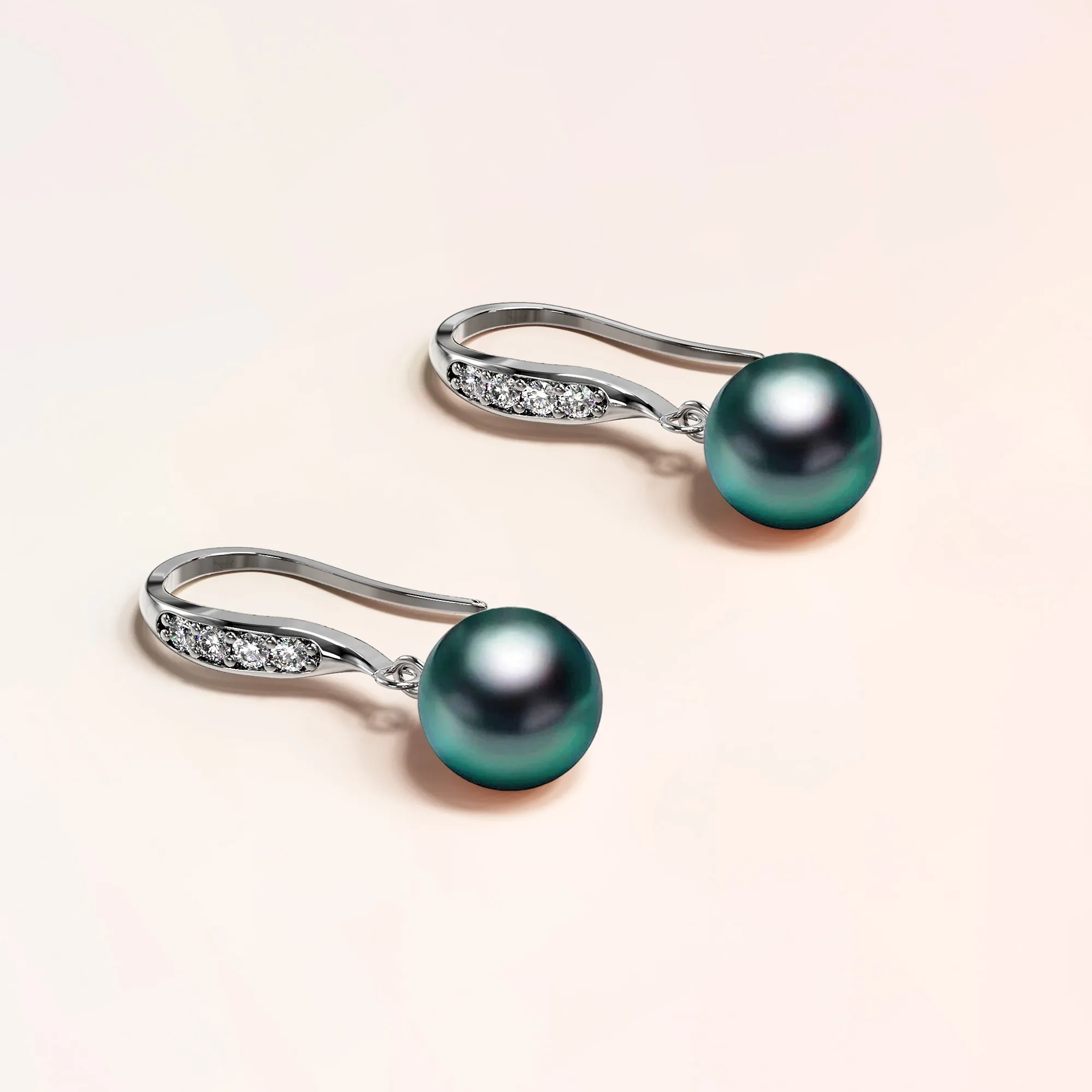 Chivalry Pearl Drop Earrings Embellished with SWAROVSKI crystals Iridescent Tahitian Look Pearls