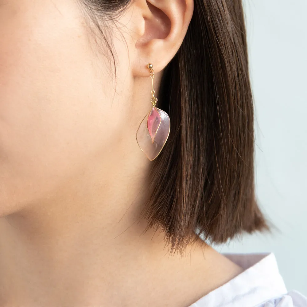 Clear Petal Drop Earrings