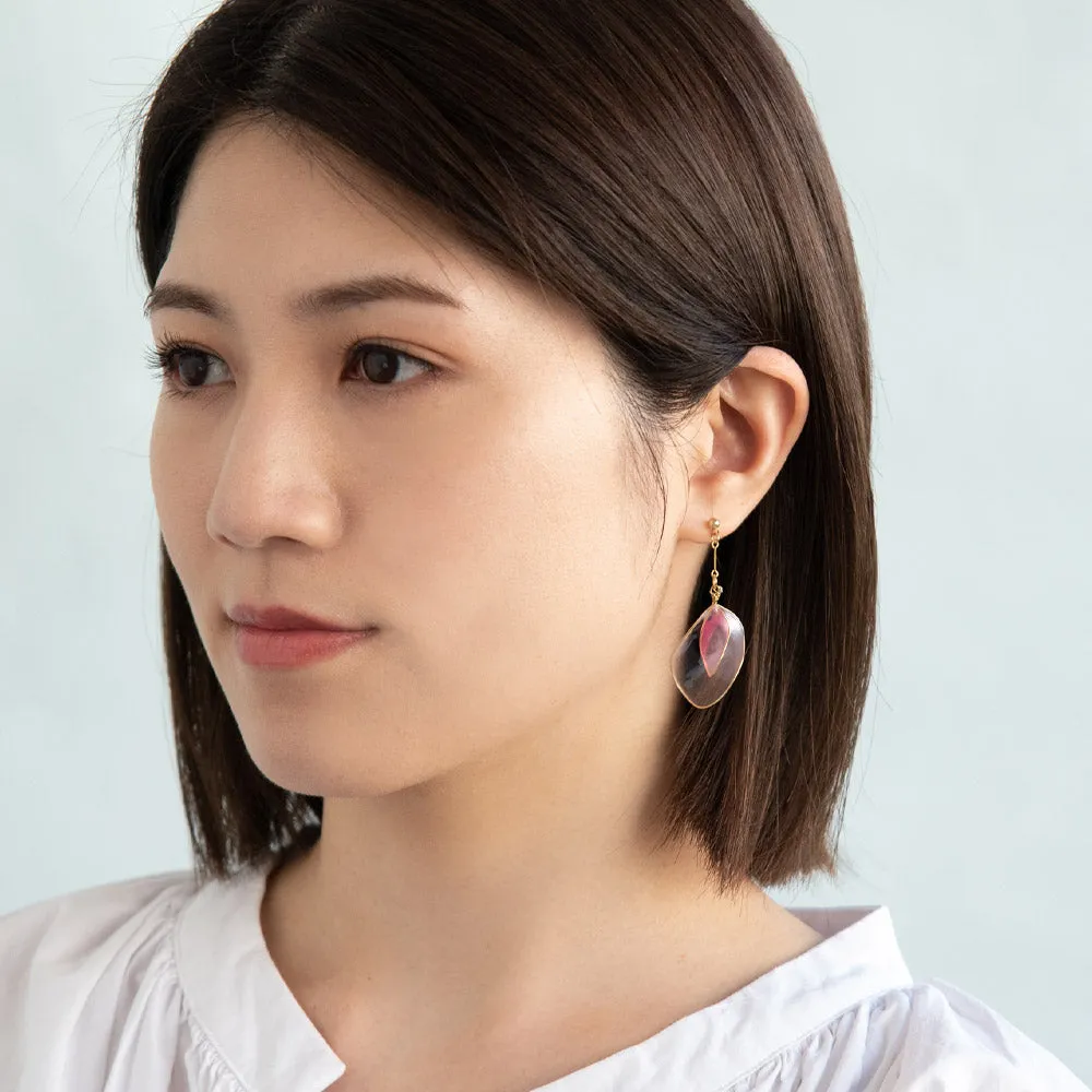 Clear Petal Drop Earrings