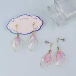 Clear Petal Drop Earrings