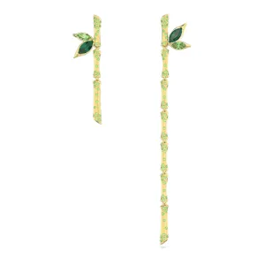 Dellium Drop Asymmetric Design Bamboo Green Gold-tone Plated Earrings 5645372