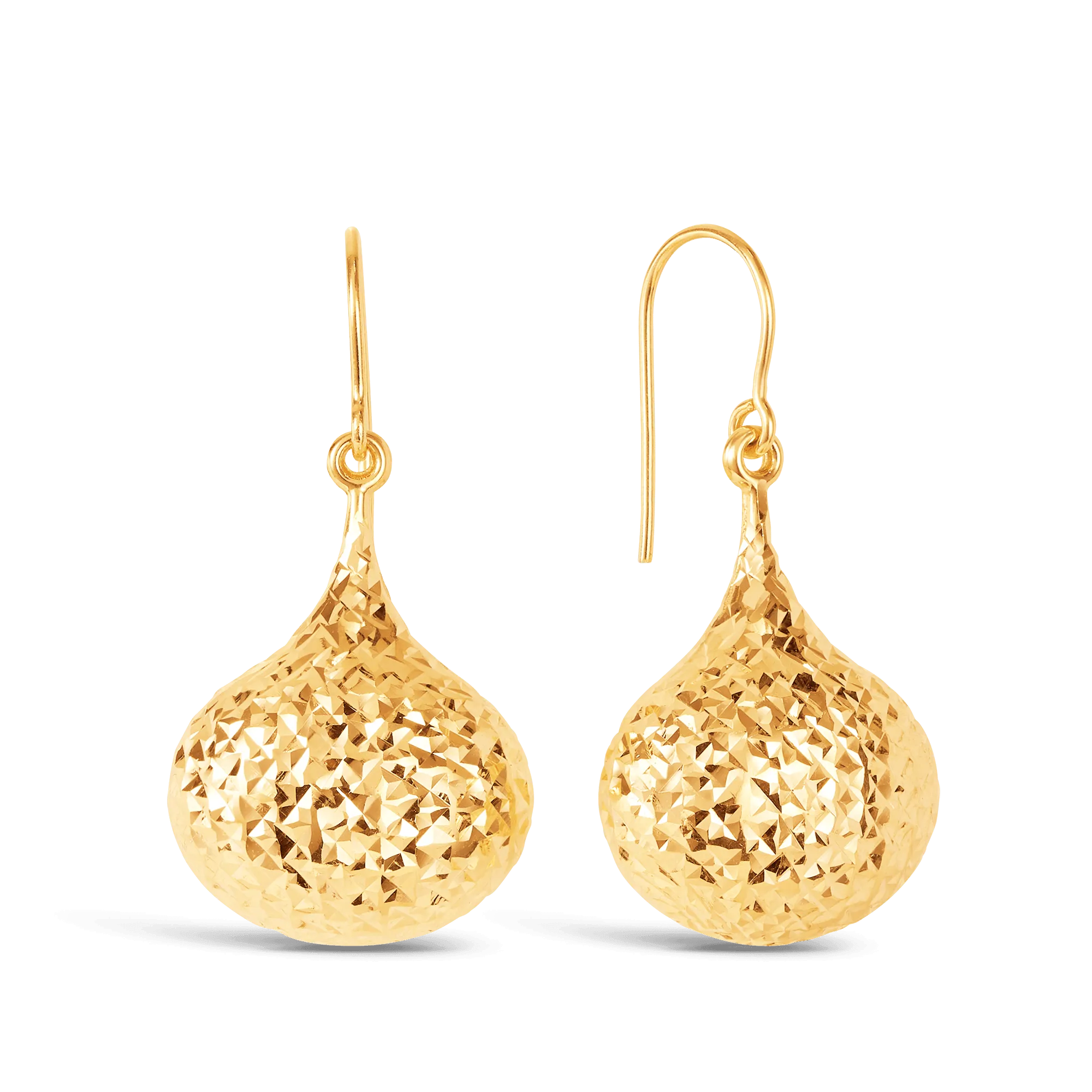 Diamond Cut Pear Drop Earrings in 9ct Yellow Gold