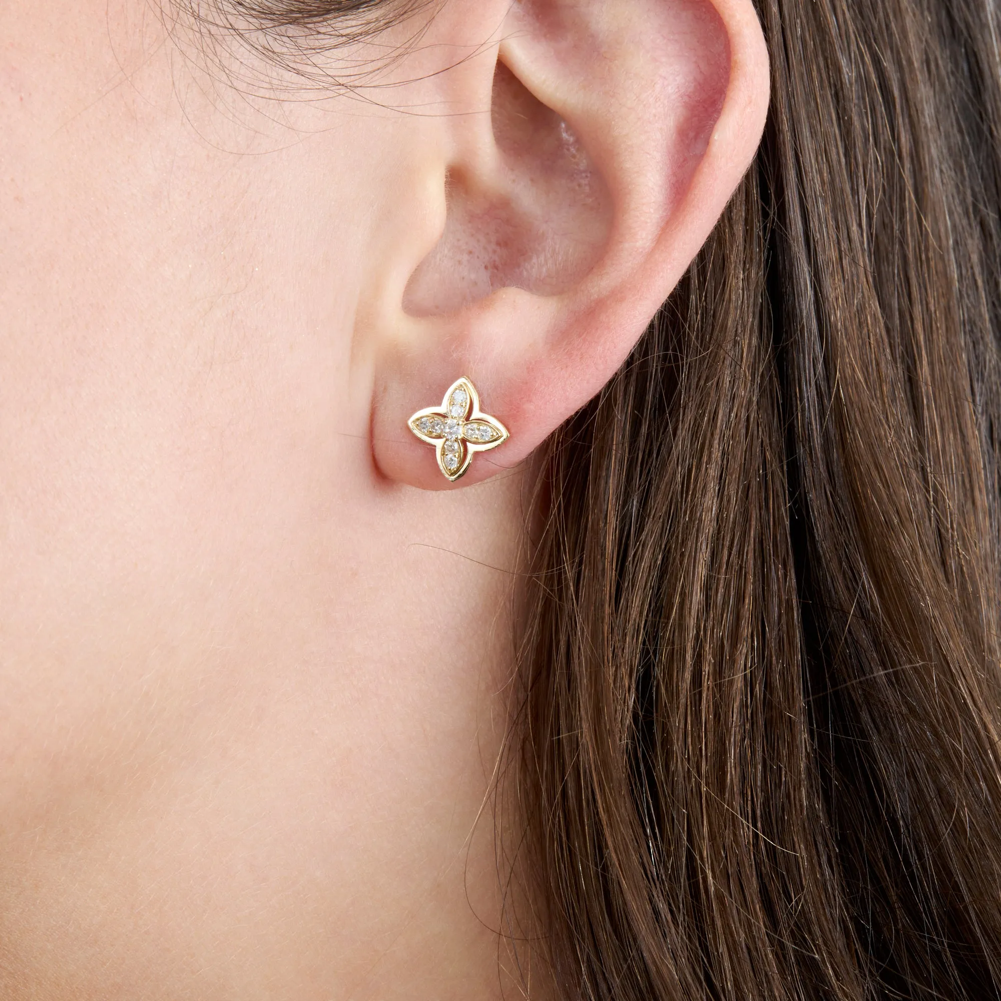 Diamond Flower Stud Earrings, Everlyn