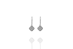 EK-65/SW - Mother of Pearl Drop Earrings with CZ