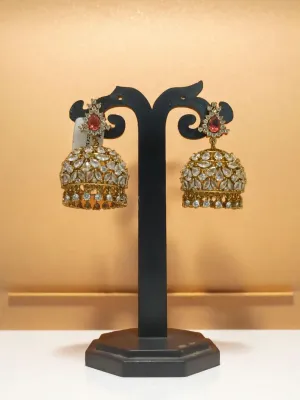 Elegant Antique Stone Party Jhumka Earrings