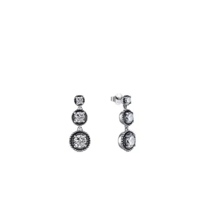 Elegant French Sterling Silver Stud Earrings with Zircon Gems