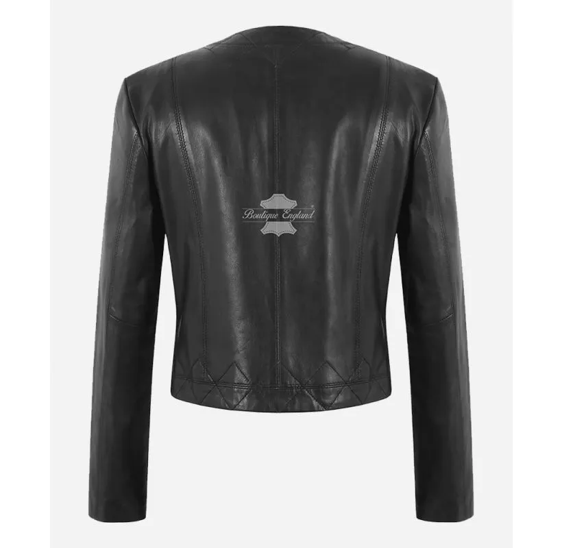 Elegant Leather Shrug Women Soft Touch Leather Bolero Cropped Jacket