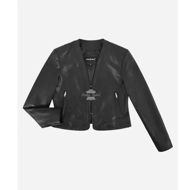Elegant Leather Shrug Women Soft Touch Leather Bolero Cropped Jacket