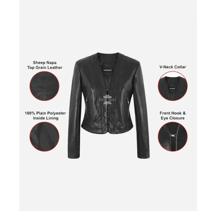 Elegant Leather Shrug Women Soft Touch Leather Bolero Cropped Jacket