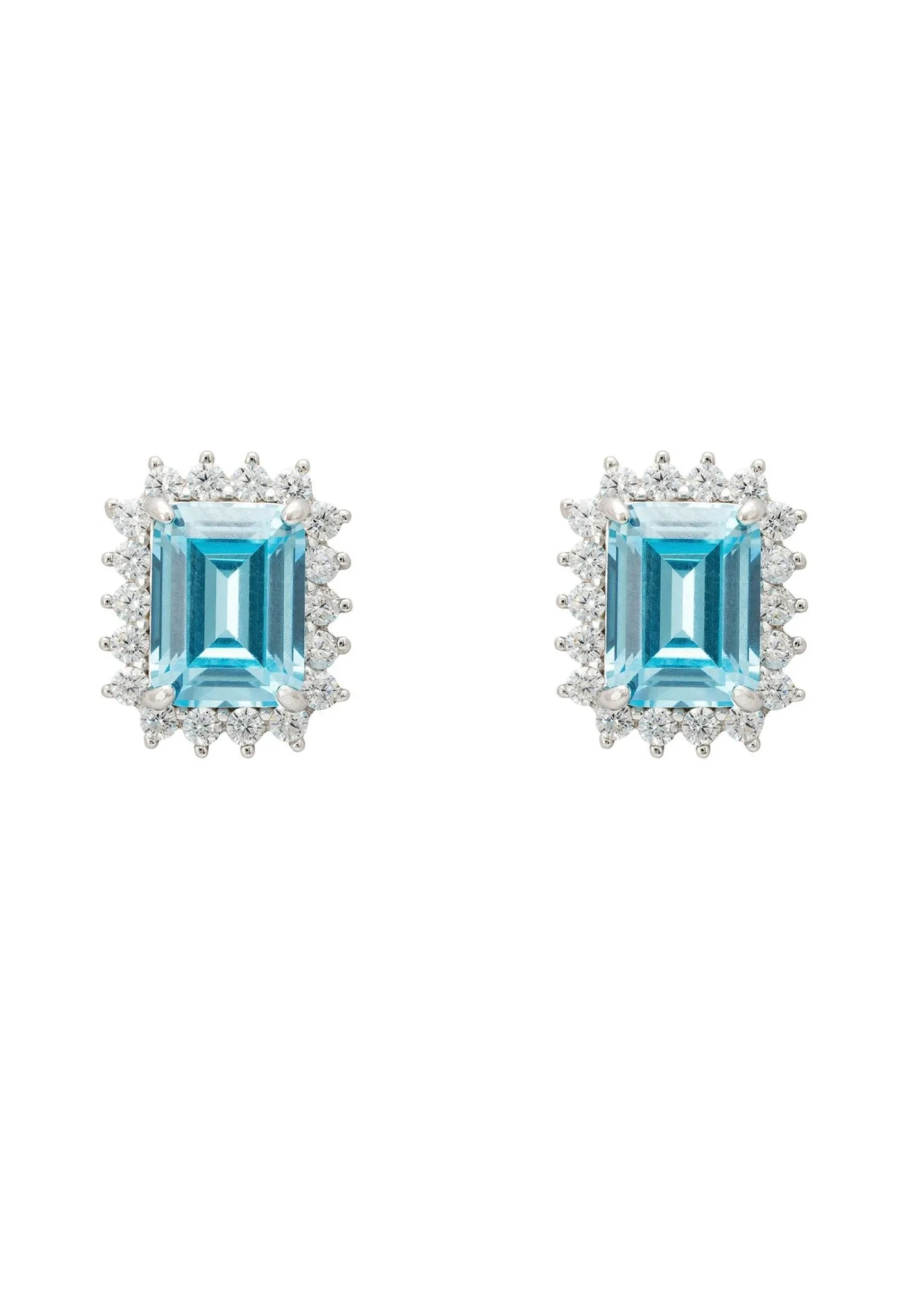 Elena Gemstone Stud Earrings Blue Topaz Silver