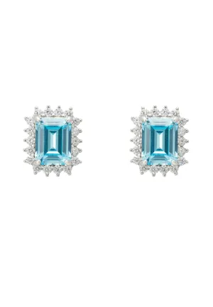 Elena Gemstone Stud Earrings Blue Topaz Silver