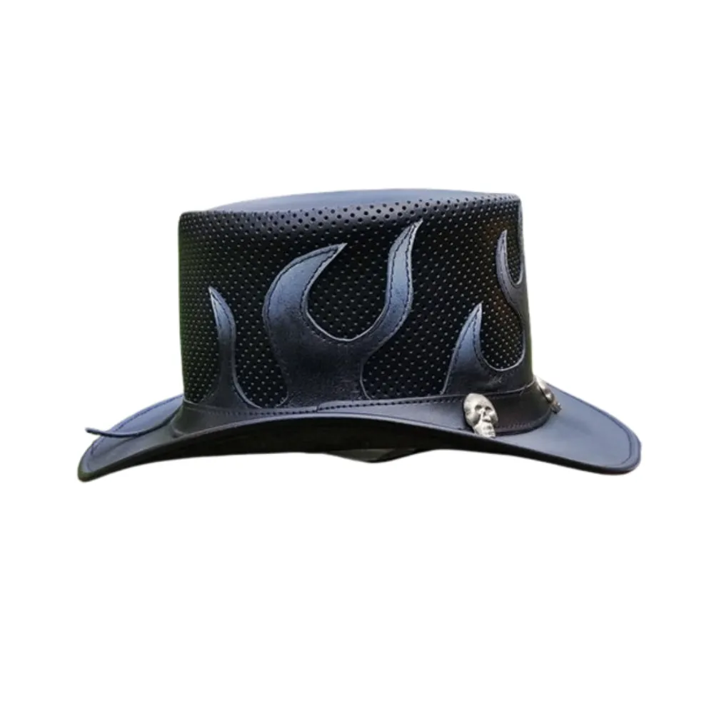 Flame Style Leather Top Hat