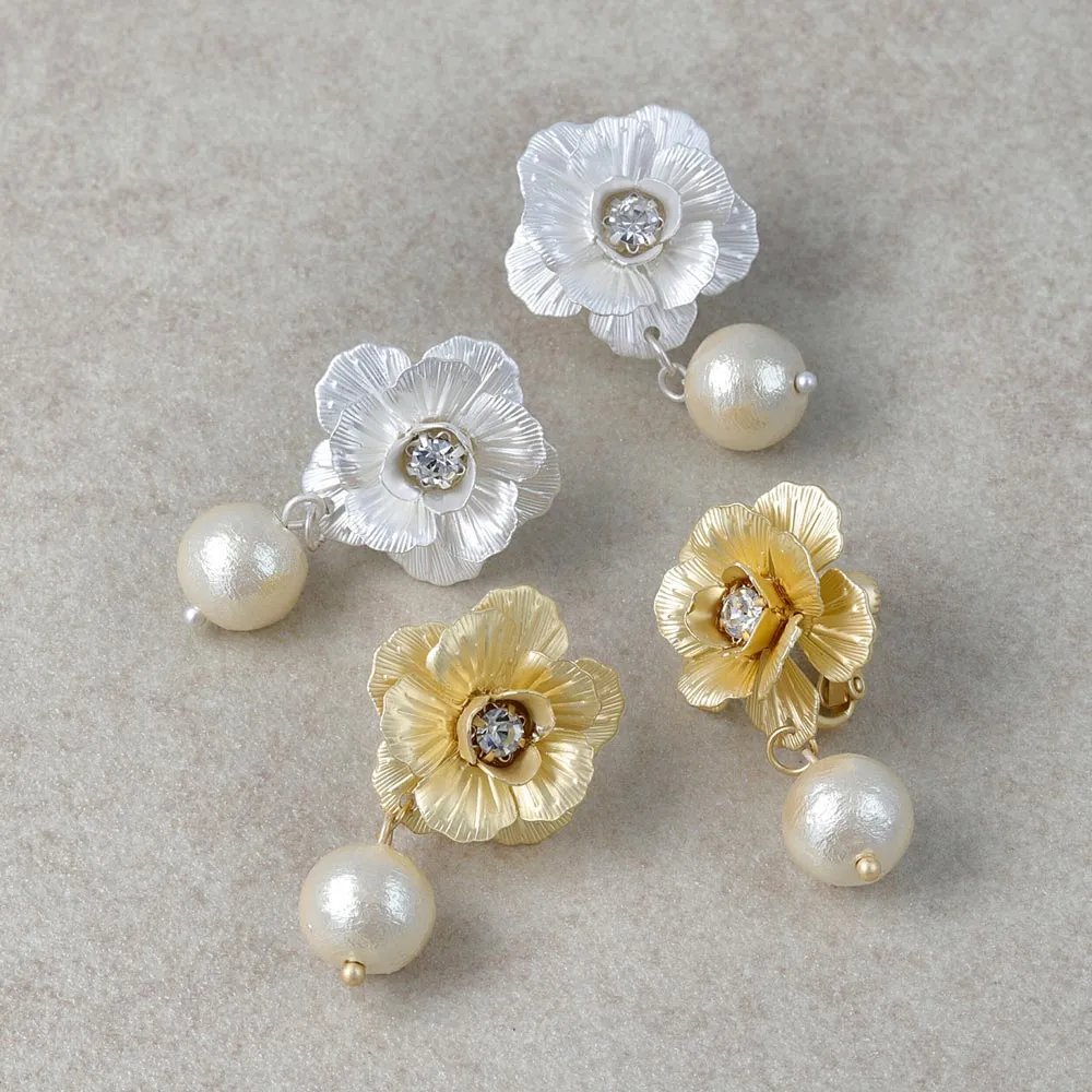 Flower Statement Clip On Earrings