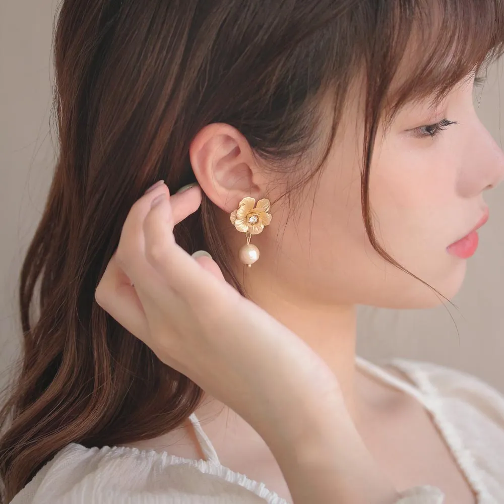 Flower Statement Clip On Earrings