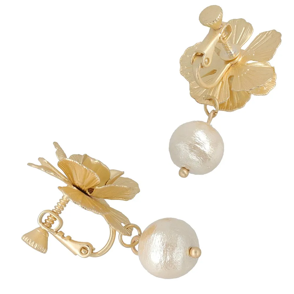 Flower Statement Clip On Earrings