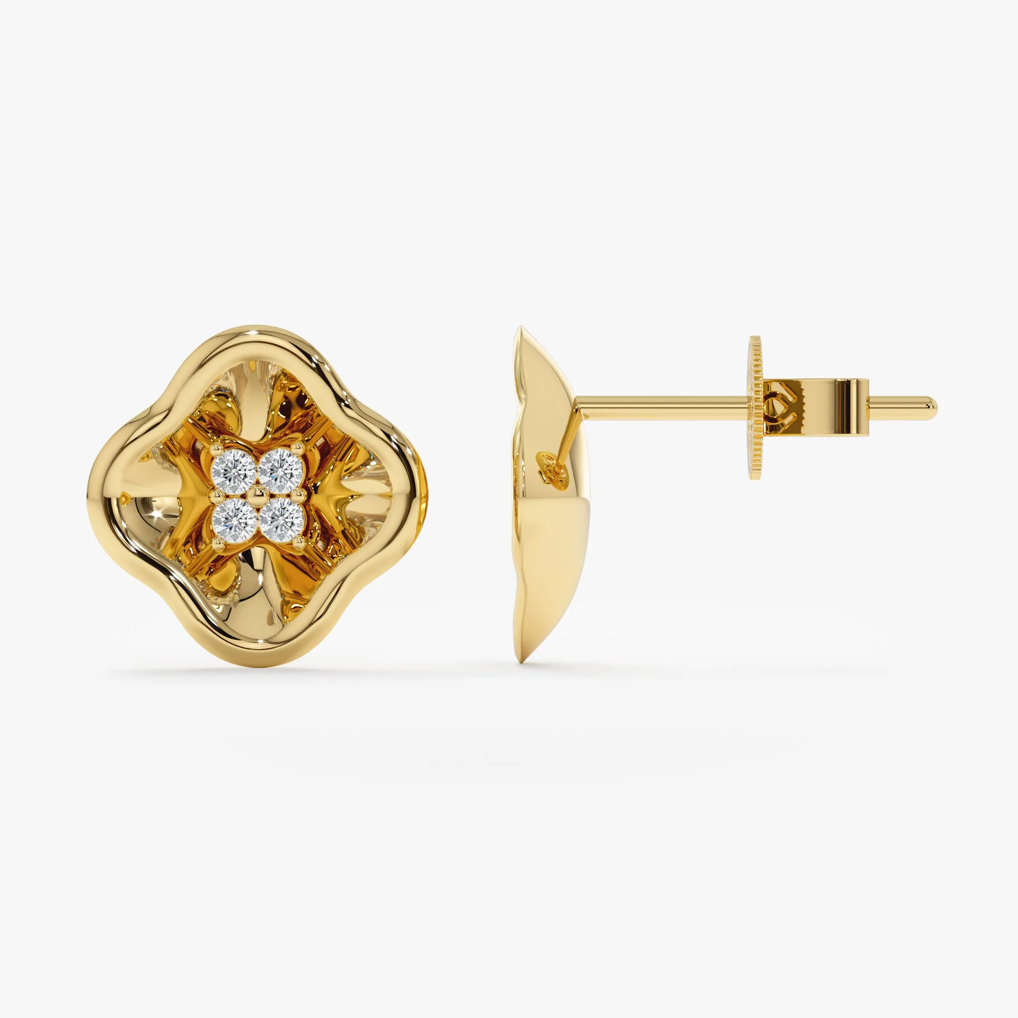 Gold Clover Diamond Earrings, Duet